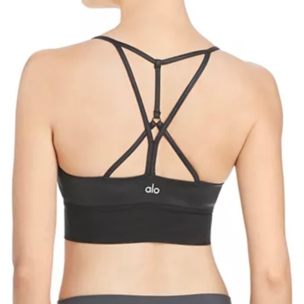 Alo Longline Lavish Bra in Glassy Black